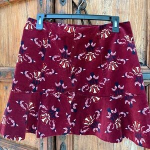 Free People Burgundy Floral Mini Skirt